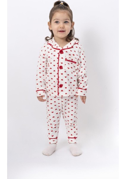 Trend Baby Kids Kız Bebek Pijama Takımı Kalp Desenli  6-18 Ay