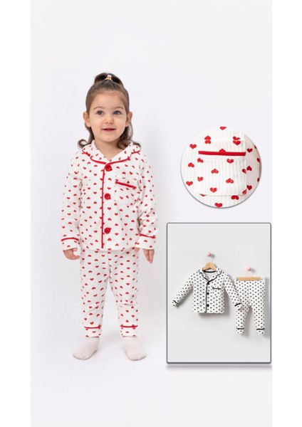 Trend Baby Kids Kız Bebek Pijama Takımı Kalp Desenli  6-18 Ay