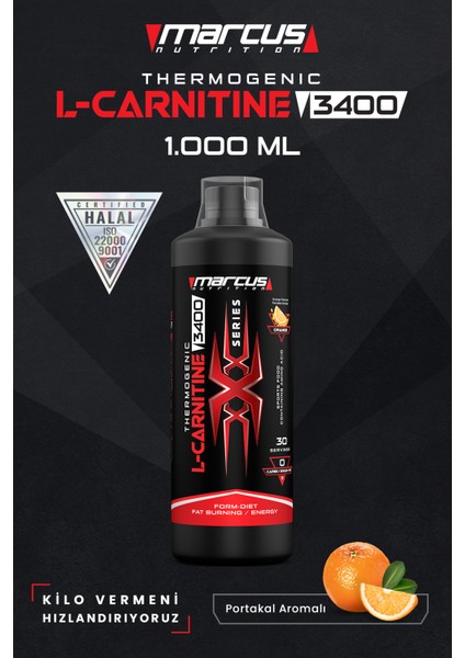 L-Carnıtıne 3400 x Series Thermogenic 1000 ml Portakal Aromalı