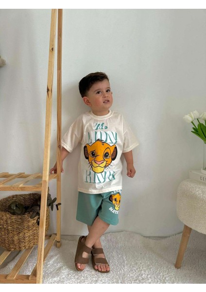 Erkek Çocuk Looney Tunes Lion Bluey Desenli Pamuk Şortlu Takım