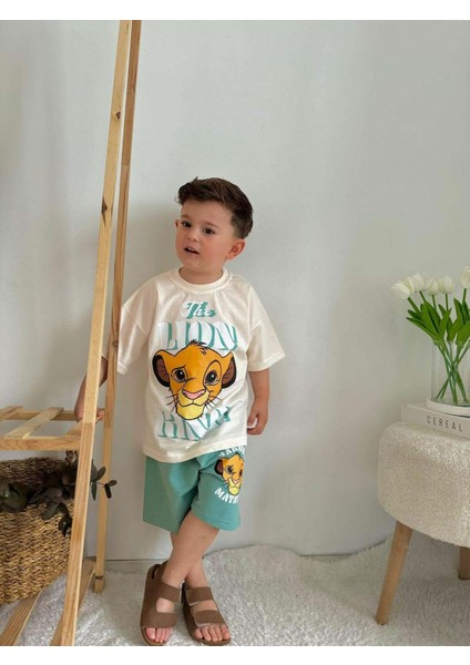 Erkek Çocuk Looney Tunes Lion Bluey Desenli Pamuk Şortlu Takım