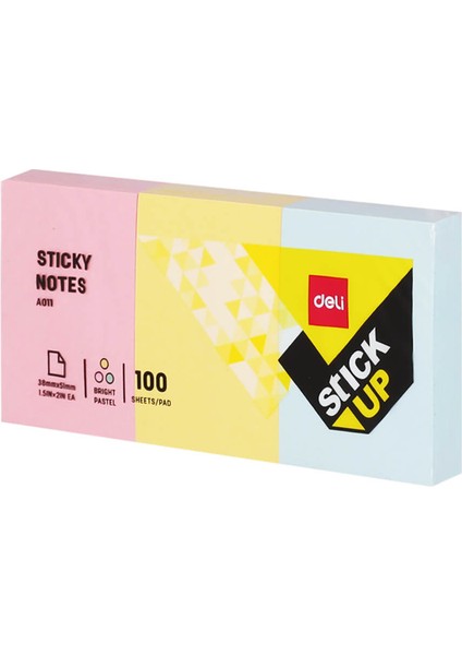 EA01103 Yapışkanlı Not Kağıdı 38 x 51 cm 3 Renk 3'lü