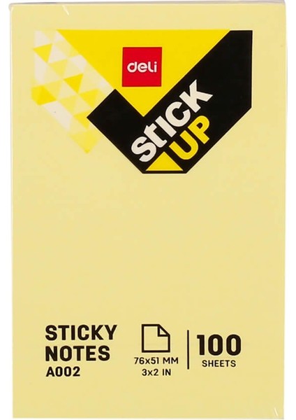 Sticky Notes Yapışkanlı Not Kağıdı 76 x 51 mm 100 Sayfa A00253