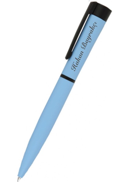 Isme Kişiye Özel Mavi Çevirmeli Metal Tükenmez Kalem