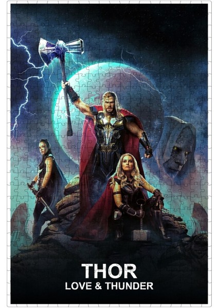 Thor: Love And Thunder (2022) Film Posterinin 500 Parça Puzzle Yapbozu Sürüm9