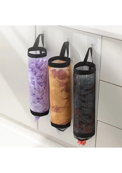 Fileli Katlanabilen ve Asılabilen Plastik Poşet Saklama Kesesi