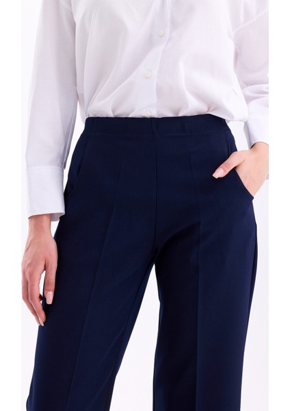 Arkadan Lastikli Yüksek Bel Geniş Paça Palazzo Kadın Rahat Kumaş Pantolon modelleri