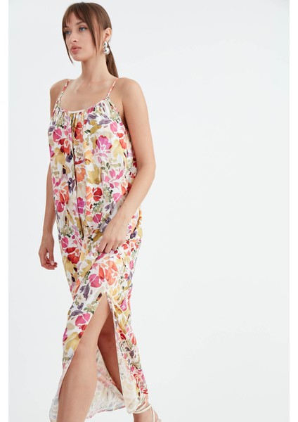 Ip Askılı Çiçekli Uzun Elbise fiyatları