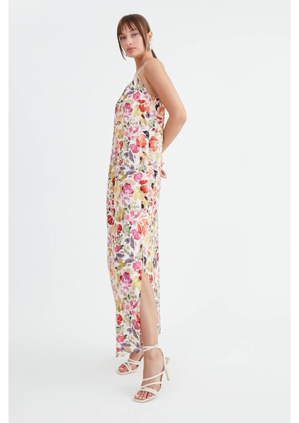 Ip Askılı Çiçekli Uzun Elbise fırsatları