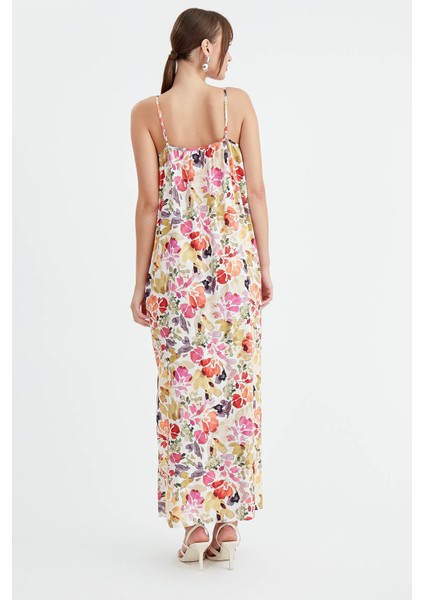 Ip Askılı Çiçekli Uzun Elbise indirimleri