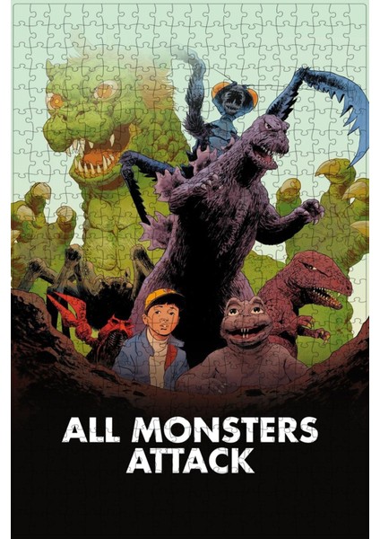 All Monsters Attack (1969) Film Posterinin 500 Parça Puzzle Yapbozu Sürüm3