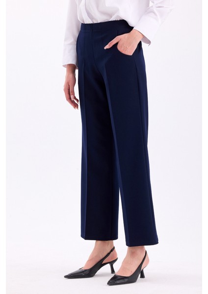 Arkadan Lastikli Yüksek Bel Geniş Paça Palazzo Kadın Rahat Kumaş Pantolon indirimleri