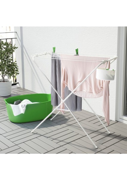 Metal Jall Minimalist Çamaşır Kurutma Askılığı Beyaz 79X40X82 cm