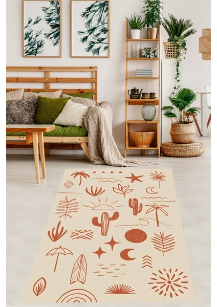 Ay Güneş Yıldız Kaktüs Minimalist Stil Yıkanabilir Kaymaz Taban Leke Tutmaz Salon Halısı Yoluk
