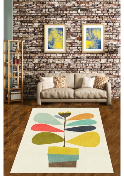 Bohem Özel Tasarımlı Renkli Çiçek Desen Yıkanabilir Kaymaz Taban Leke Tutmaz Salon Halısı Yolluk fiyatları