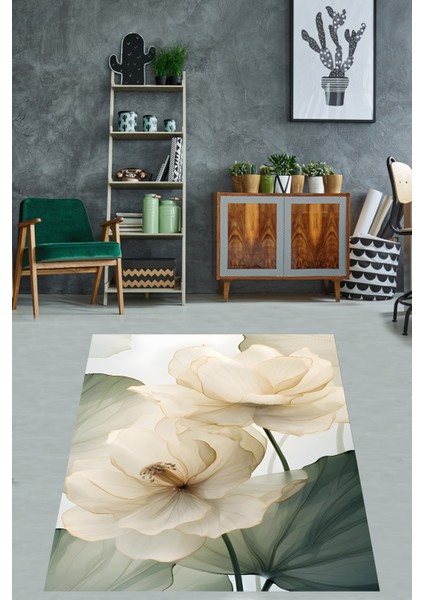Gül Desenli Minimalist Yıkanabilir Kaymaz Taban Leke Tutmaz Salon Halısı fiyatları