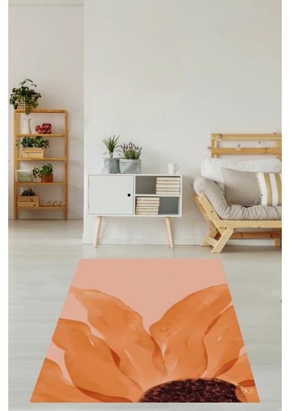 Minimalist Çiçek Desen Modern Kaymaz Taban Leke Tutmaz Salon Halısı