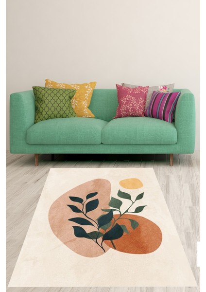 Bohem Soyut Desenli Bej Iskandinav Minimal Yıkanabilir Kaymaz Taban Leke Tutmaz Salon Halısı Yolluk fiyatları