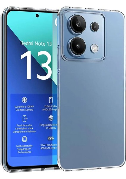 Xiaomi Redmi Note 13 Kılıf Kamera Korumalı Silikon Şeffaf Kapak
