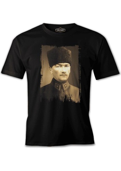 Atatürk - Portre Rozet Siyah Erkek Tshirt