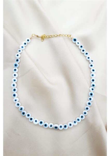 Alaçatı Nazar Göz Kolye Beyaz