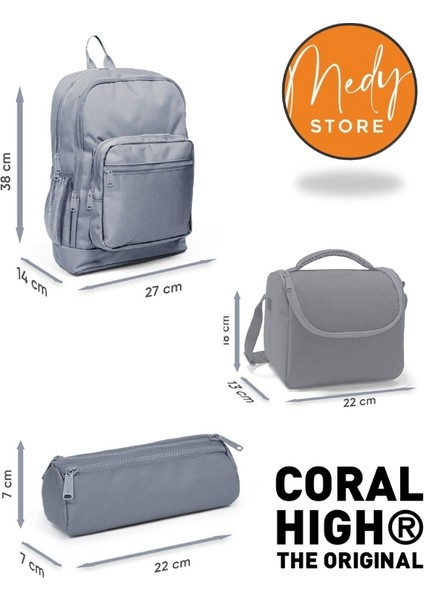 Turkuaz Pembe Dondurmalı Kedi Desenli 3’lü Okul Çanta Seti fiyatları