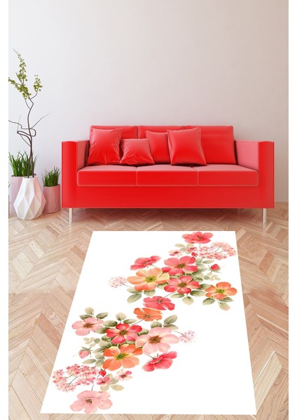 Piti Çiçek Demeti Desenli Yıkanabilir Kaymaz Taban Leke Tutmaz Salon Halısı Yoluk fiyatları