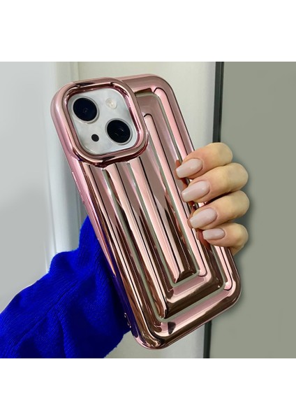 iPhone 15 Rudra Seri Labirent Desen 3D Metalik Silikon Kapak