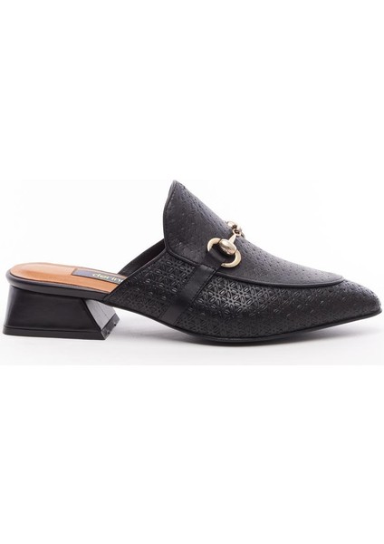 Deri Kısa Topuklu Kadın Terlik