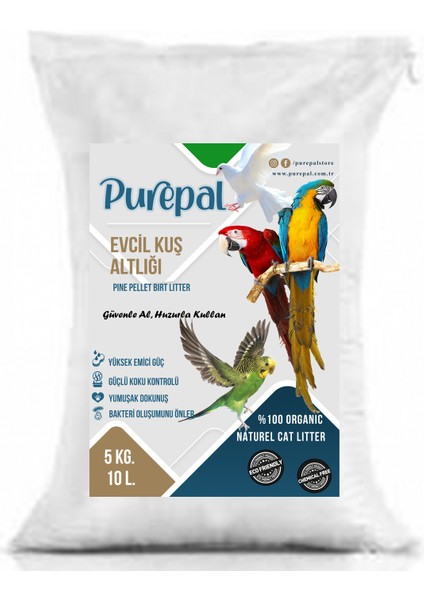 Doğal Çam Pelet Evcil Kuş Altlığı 5 kg 10 L