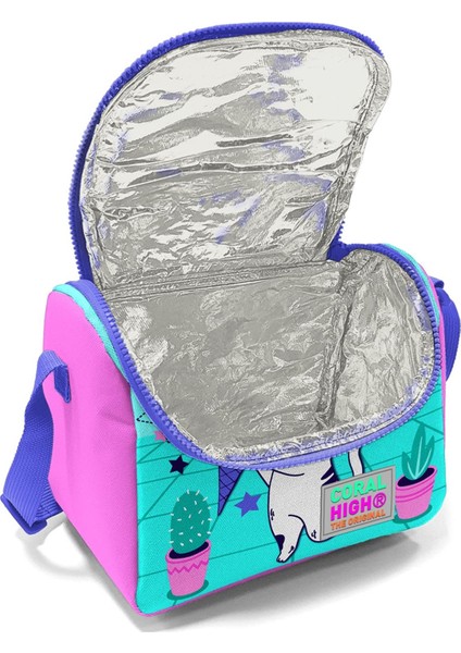 Turkuaz Pembe Dondurmalı Kedi Desenli 3’lü Okul Çanta Seti