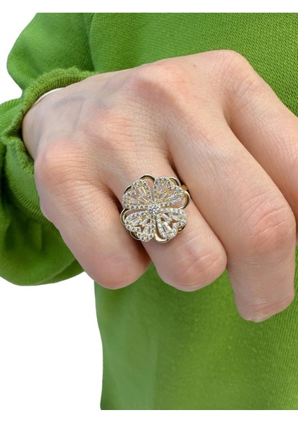 Özel Tasarım Dönen Yonca Altın Yüzük 14 Ayar fiyatları