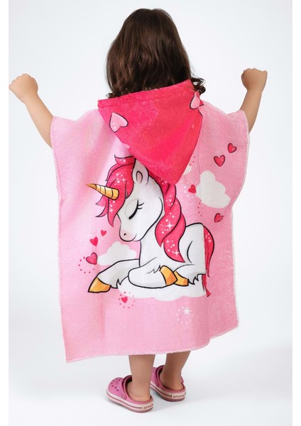 Unicorn Desen Çocuk Panço Plaj Havlusu 5-6 Yaş