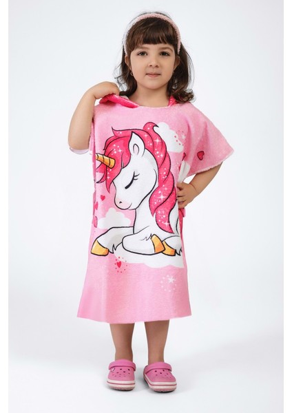 Unicorn Desen Çocuk Panço Plaj Havlusu 3-4 Yaş