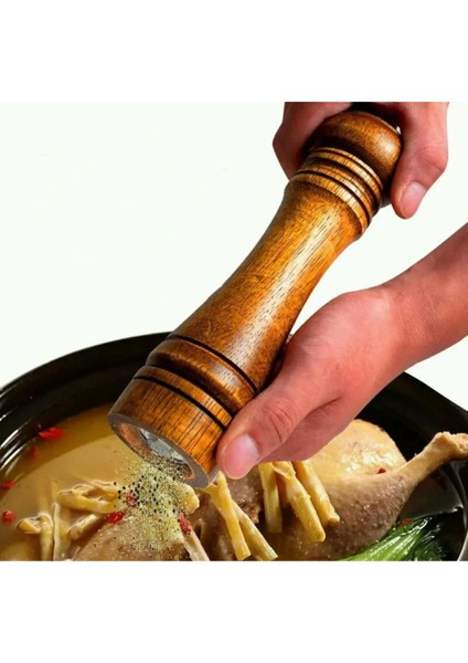 Bambu Gövdeli Komple Ahşap Tuz Karabiber Değirmeni Baharat Öğütücüsü Büyük Boy 27 cm 2 Adet fırsatları