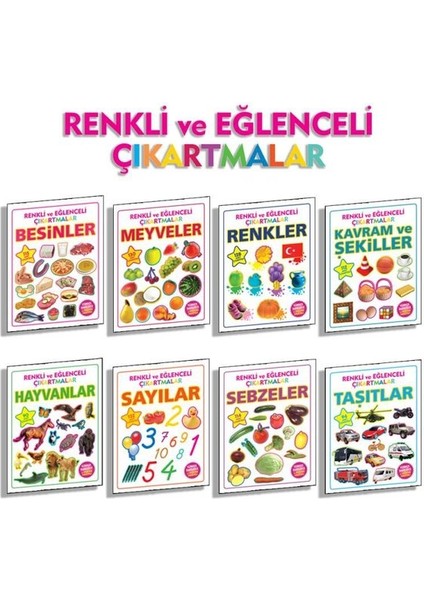 Renkli ve Eğlenceli Çıkartmalar Seti - 8 Kitap Takım