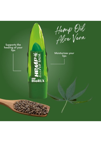 Aloe Vera, Kenevir Yağlı Dudak Balsamı Renksiz, Parabensiz