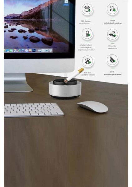 Akıllı Kokusuz Küllük Dumanı Içine Çeken Kül Tablası Filtreli Hava Temizleyici Oto Ev Ofis
