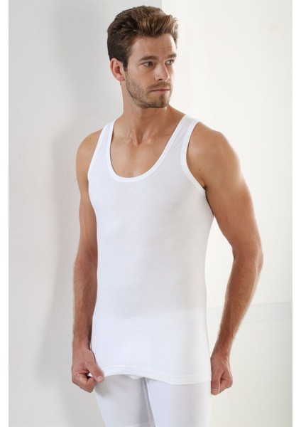 Premium Erkek Atlet Pamuk Penye Beyaz - 2xl