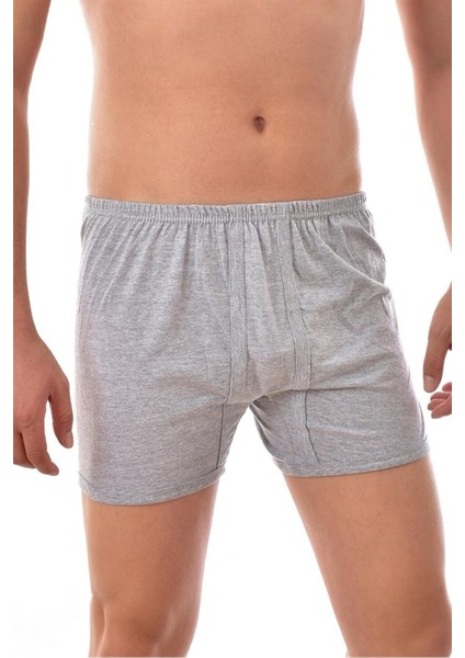 Erkek Paçalı Külot Boxer 6'lı Paket Pamuk Penye Gri - S