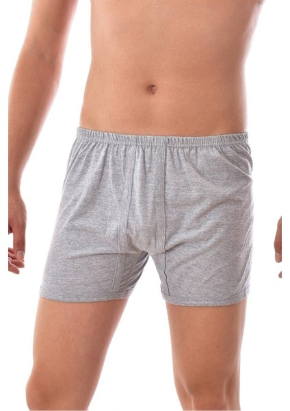 Erkek Paçalı Külot Boxer 6'lı Paket Pamuk Penye Gri - S