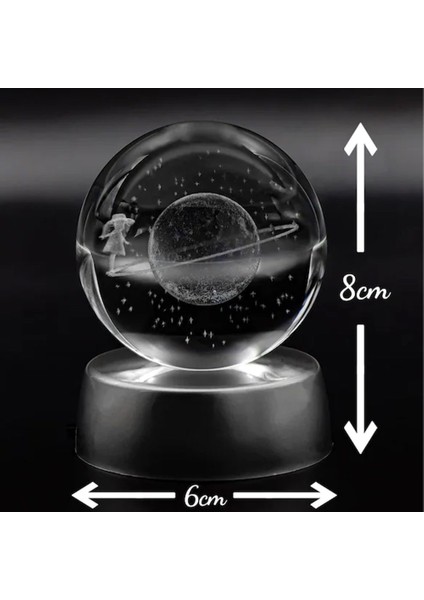 Isme Özel Satürn Çemberinde Yürüyen Kız Işıklı Cam Küre 8cm*6cm Kolye Hediyeli fırsatları