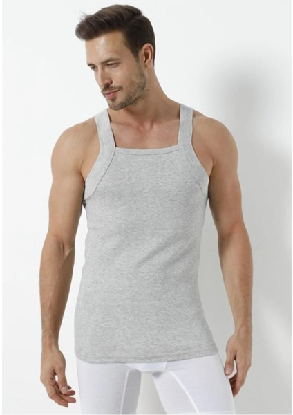 Erkek Geniş Biyeli Atlet Ribana Pamuk Gri - M modelleri