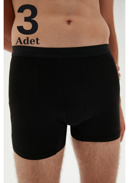 Erkek Modal Boxer 3'lü Paket Siyah - L