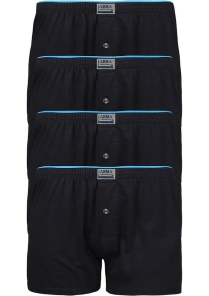 Çok 4'lü Paket Erkek Düğmeli Boxer Havlu Bel Pamuk Penye Lacivert - 2xl