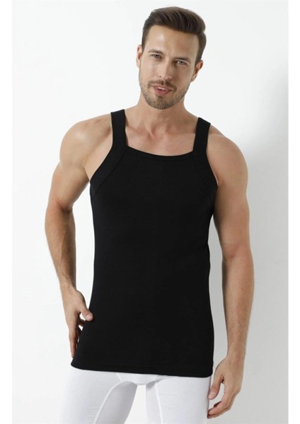 Erkek Geniş Biyeli Atlet Ribana Pamuk Siyah - S modelleri