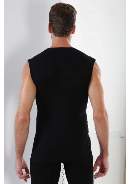 Erkek Tişört Sıfır Kol Sıfır Yaka Kolsuz Atlet %100 Pamuk Siyah - S modelleri