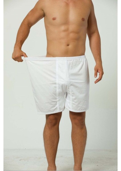 Büyük Beden Erkek Boxer Arjantin Paçalı Pamuklu Beyaz - 3xl