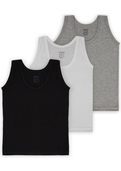 Erkek Çocuk Atlet 3'lü Paket Pamuklu Penye Renkli - 2-4 Yaş