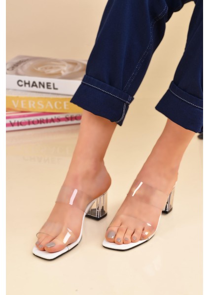 Kadın Şeffaf Bantlı Topuklu Terlik Ayakkabı fırsatları